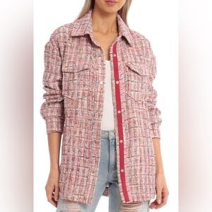 AVEC LES FILLES Relaxed Tweed Pink Shirt Jacket Size Large (16) NWT